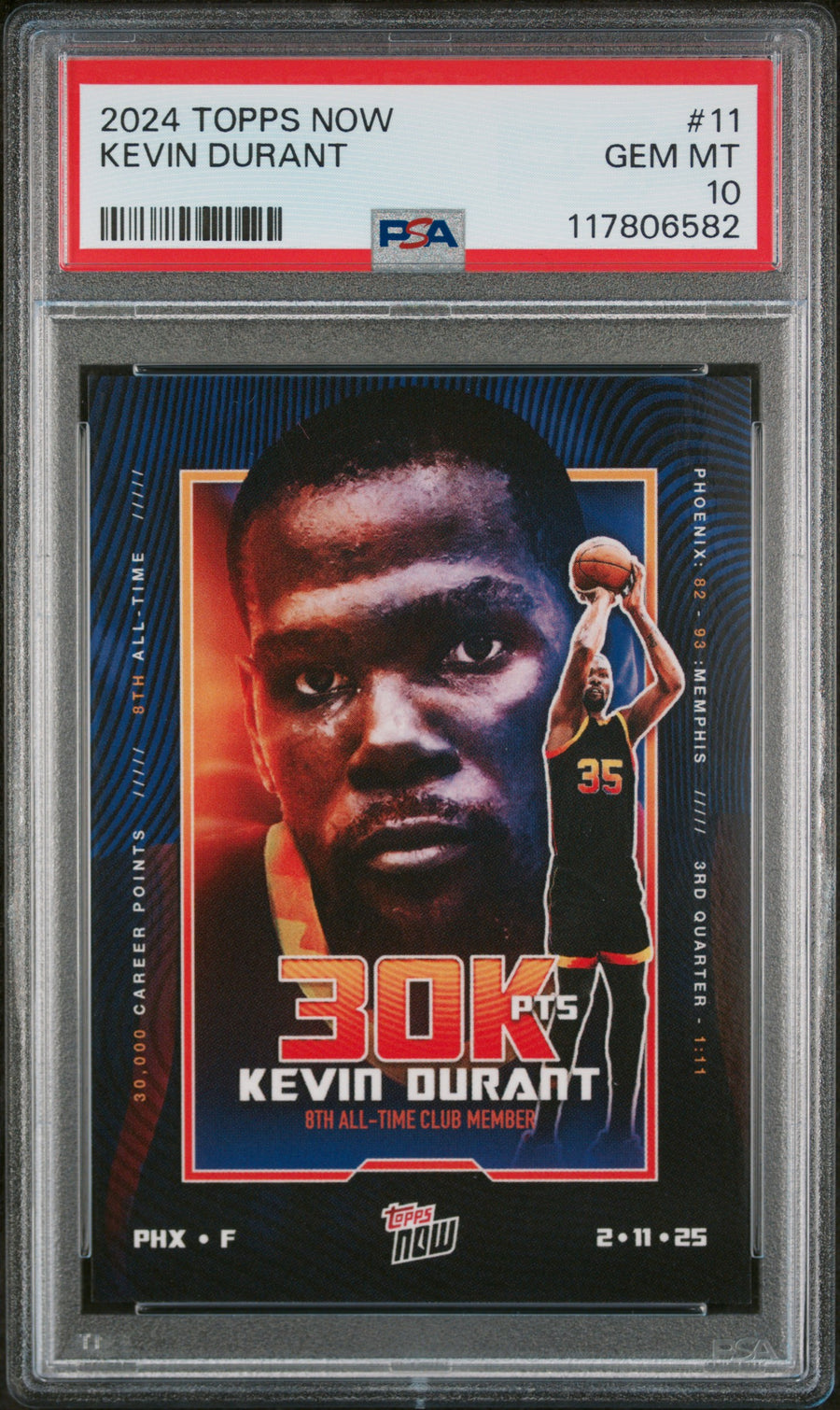 (2)2024 Topps Now #11 Kevin Durant PSA 10 — Front
