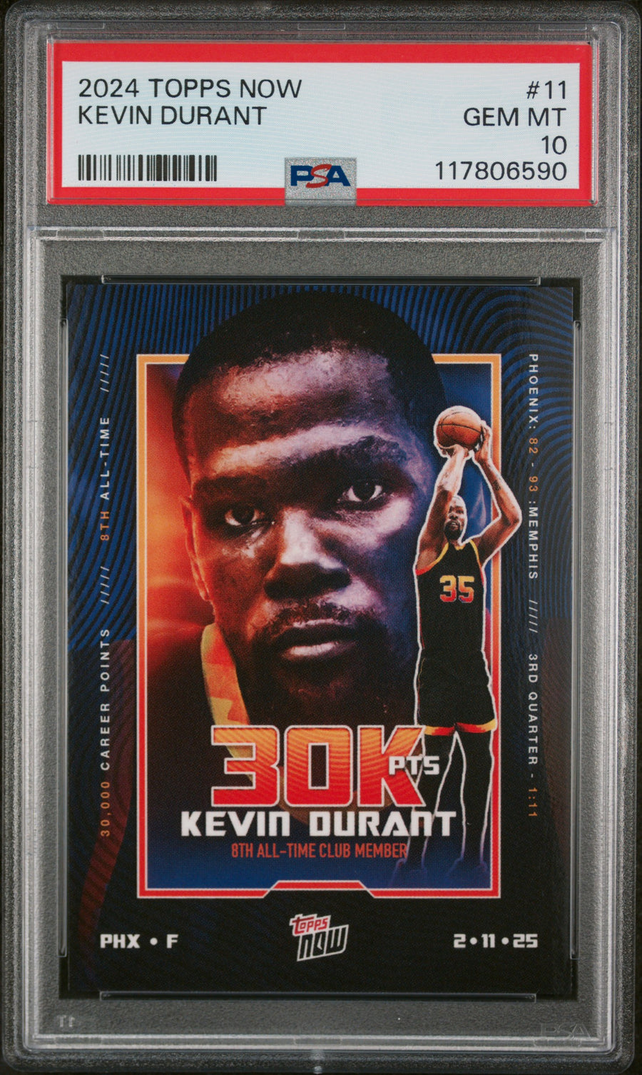 (4)2024 Topps Now #11 Kevin Durant PSA 10 — Front