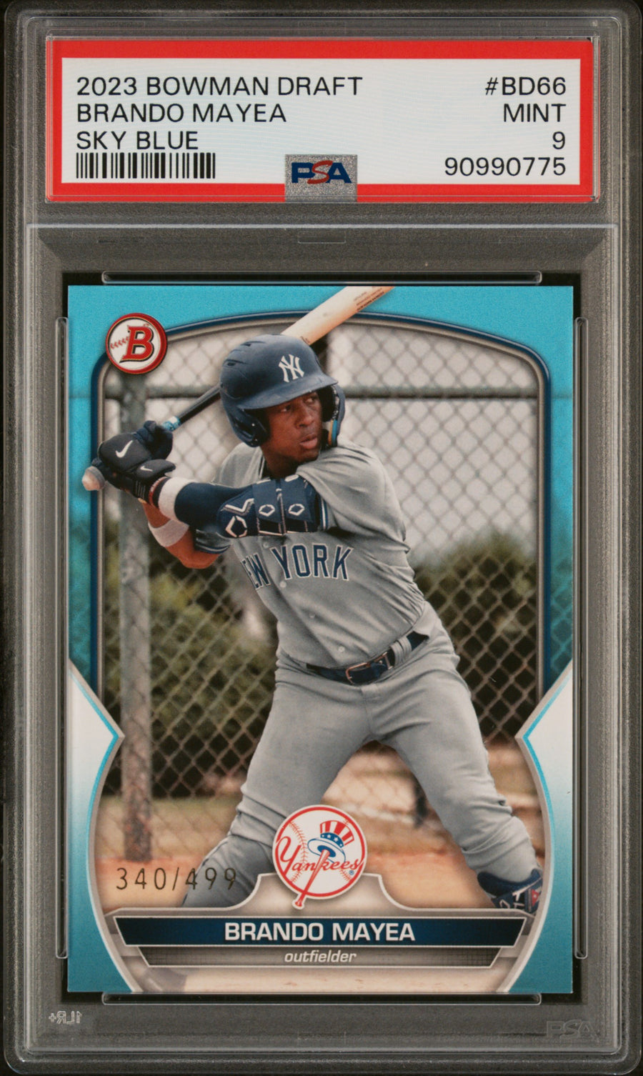 2023 Bowman Draft #BD66 Brando Mayea Sky Blue PSA 9 — Front