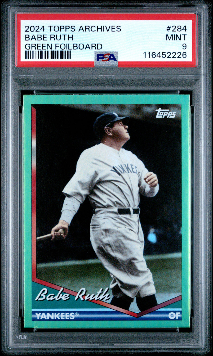 2024 Topps Archives #284 Babe Ruth Green Foilboard PSA 9 — Front