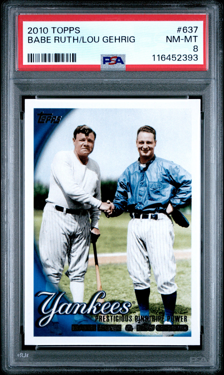 2010 Topps #637 Babe Ruth/Lou Gehrig PSA 8 — Front