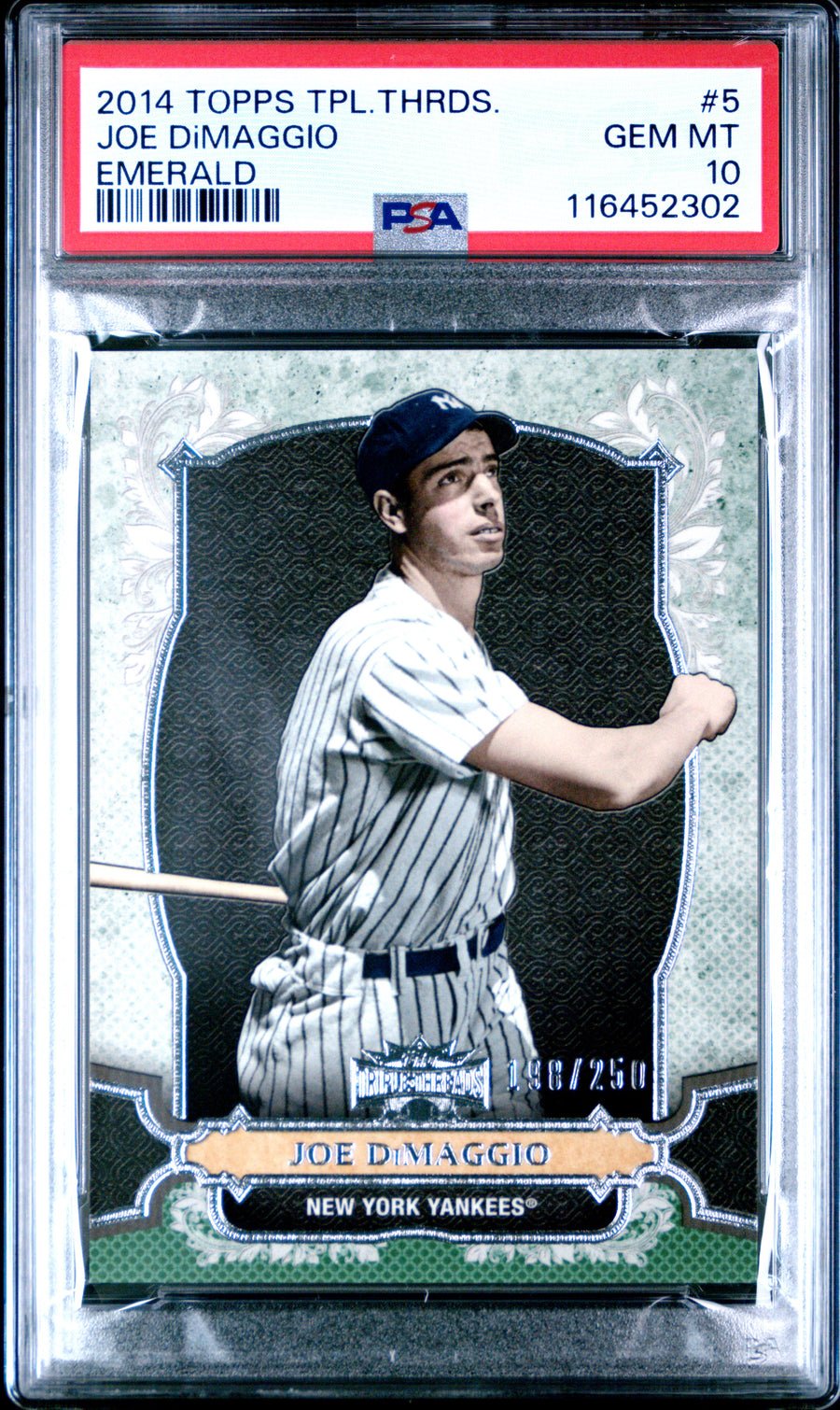 2014 Topps Triple Threads #5 Joe Dimaggio Emerald PSA 10 — Front