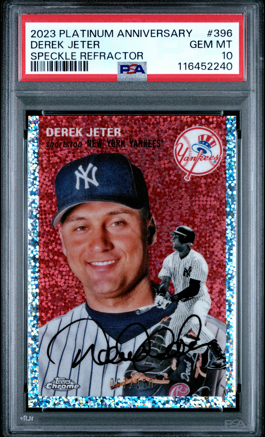 2023 Topps Chrome Platinum Anniversary #396 Derek Jeter Speckle Refractor PSA 10 — Front