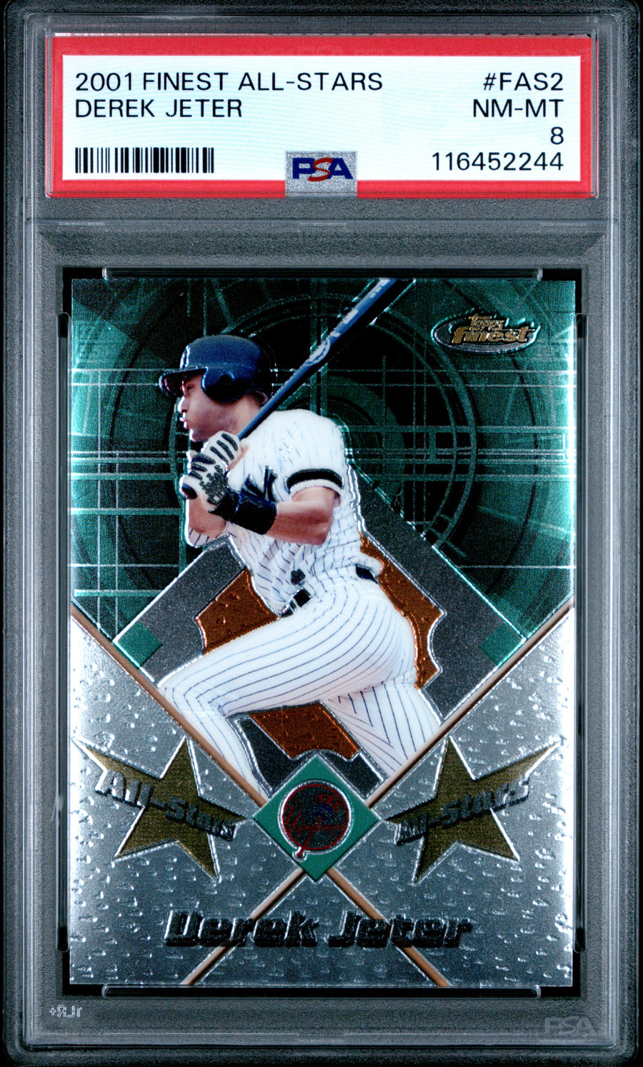 2001 Finest All Stars #FAS2 Derek Jeter PSA 8 — Front