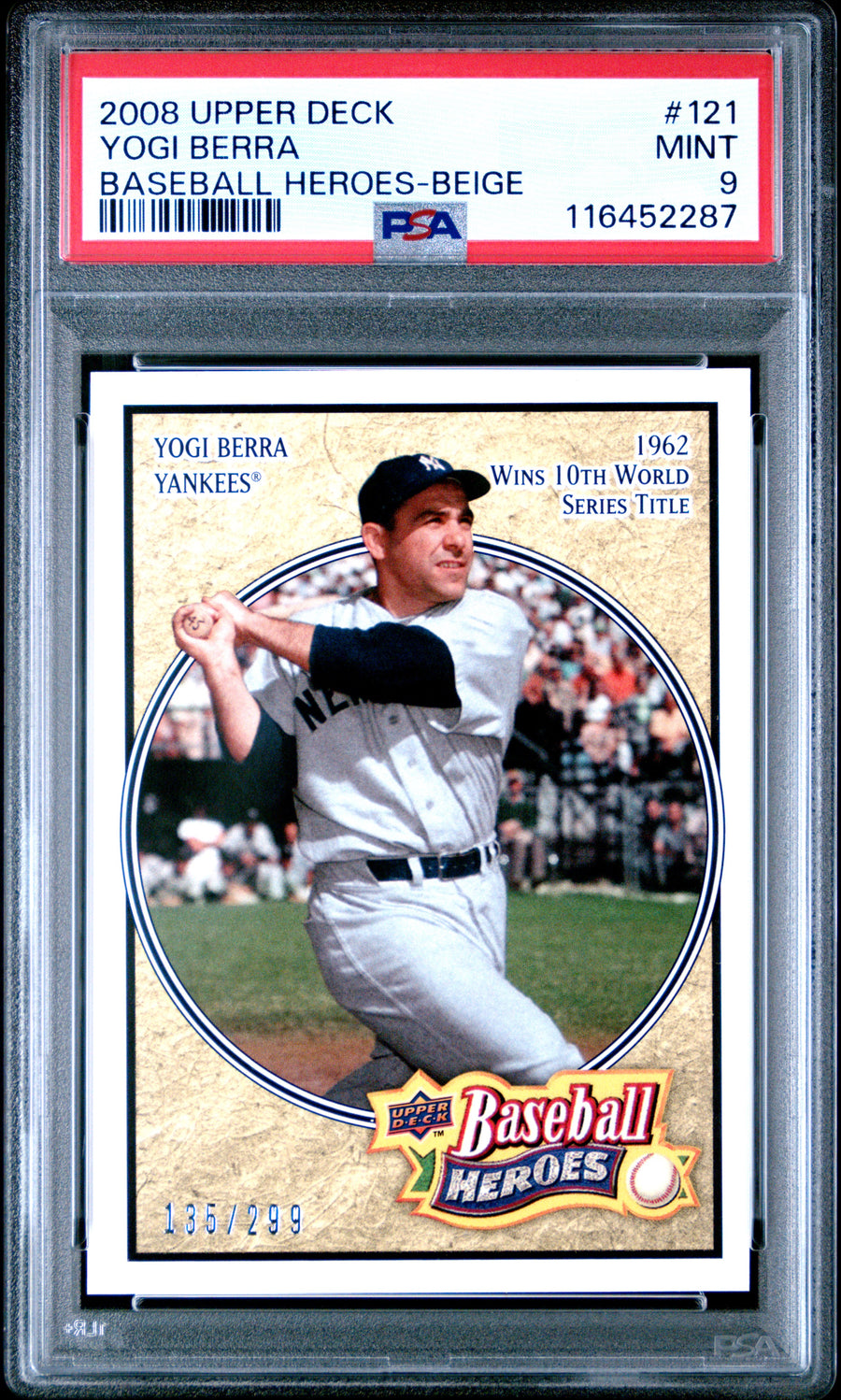 2008 Upper Deck Baseball Heroes #121 Yogi Berra Beige PSA 9 — Front