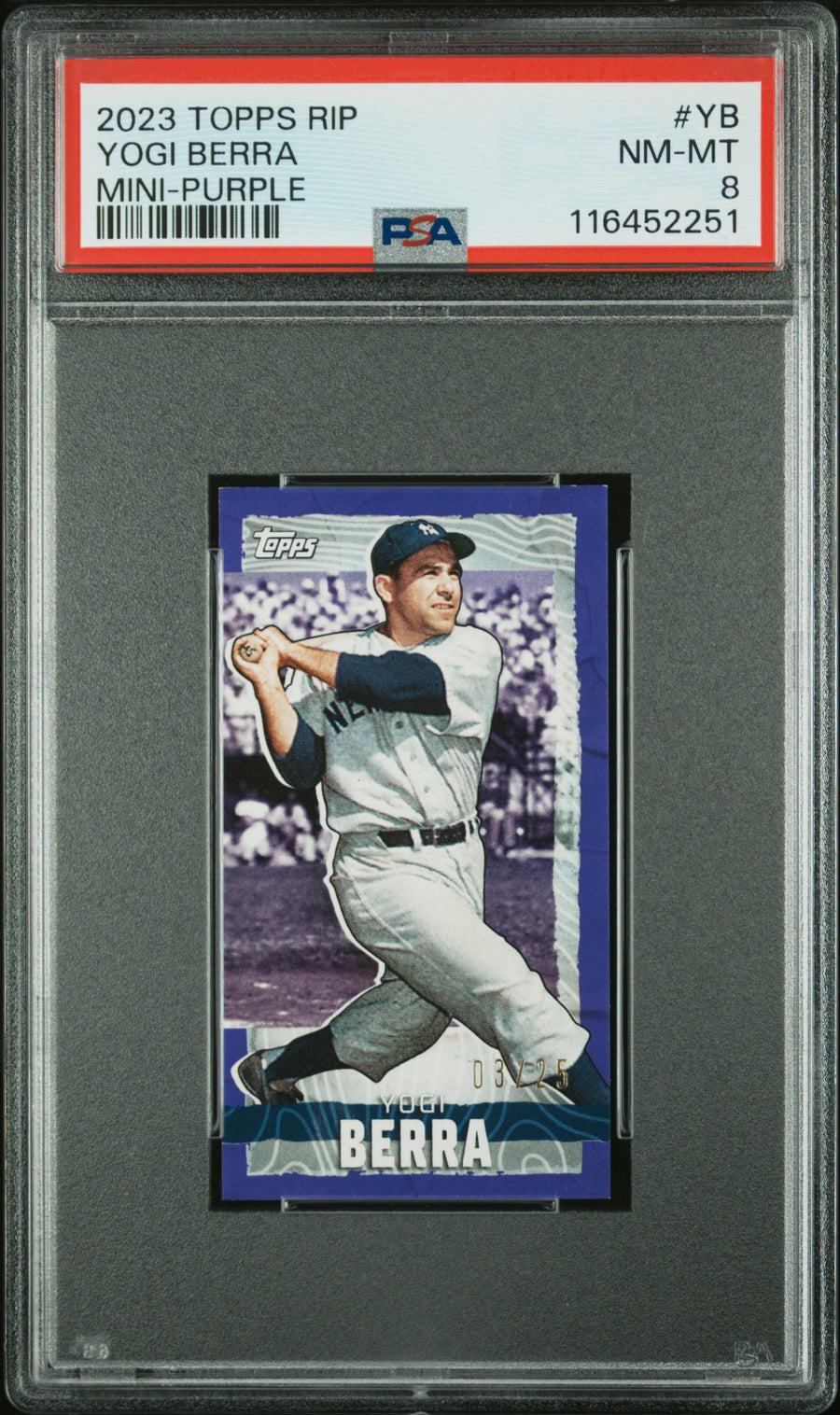 2023 Topps Rip Mini #YB Yogi Berra Mini-Purple PSA 8 — Front