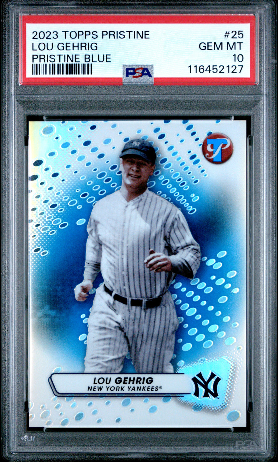 2023 Topps Pristine #25 Lou Gehrig Pristine Blue PSA 10 — Front