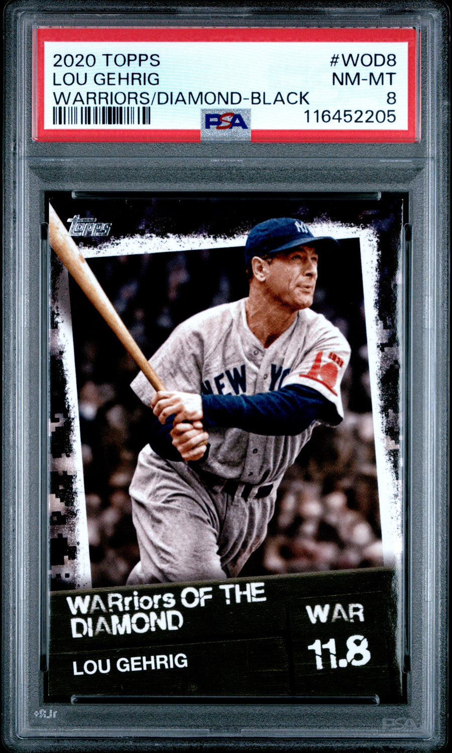 2020 Topps W.O.D. #WOD8 Lou Gehrig Warriors/Diamond-Black PSA 8 — Front