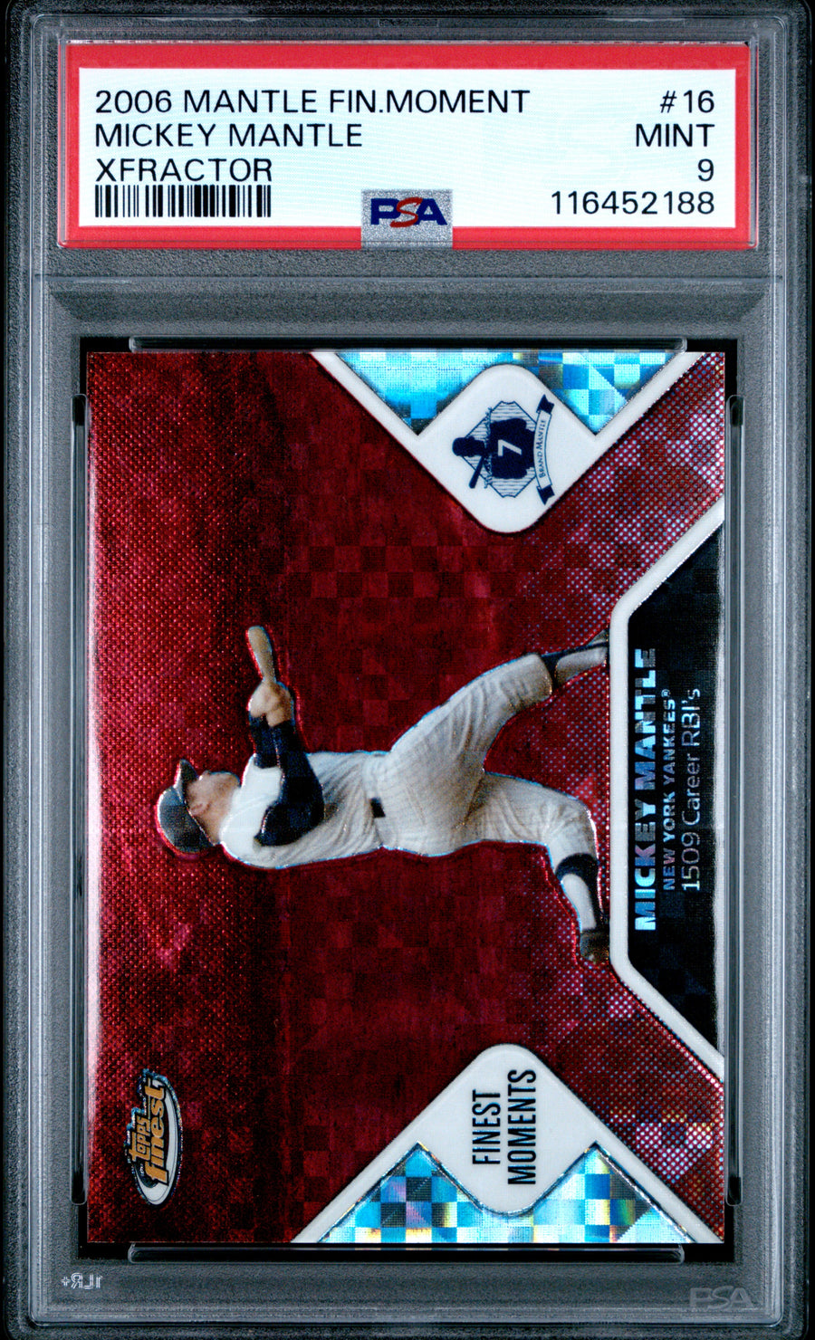 2006 Finest Mantle Finest Moments #16 Mickey Mantle Xfractor PSA 9 — Front