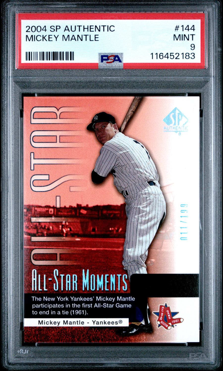 2004 SP Authentic #144 Mickey Mantle PSA 9 — Front