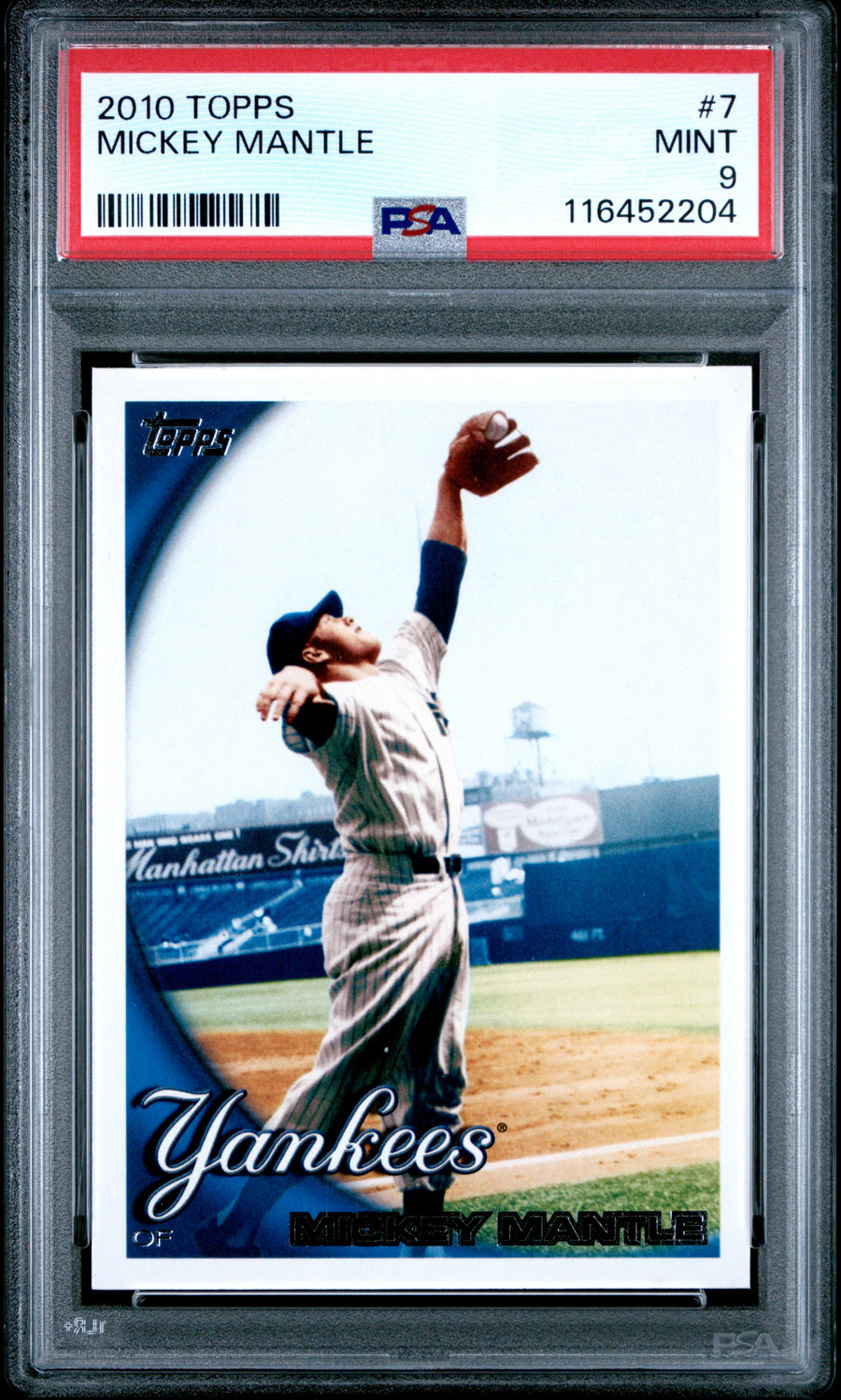 2010 Topps #7 Mickey Mantle PSA 9 — Front