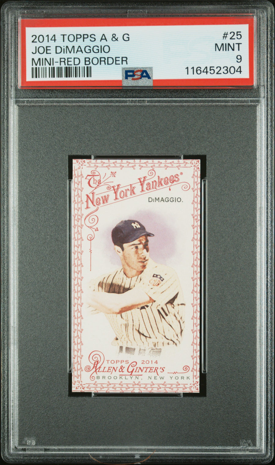 2014 Topps Allen & Ginter #25 Joe Dimaggio Mini-Red Border PSA 9 — Front