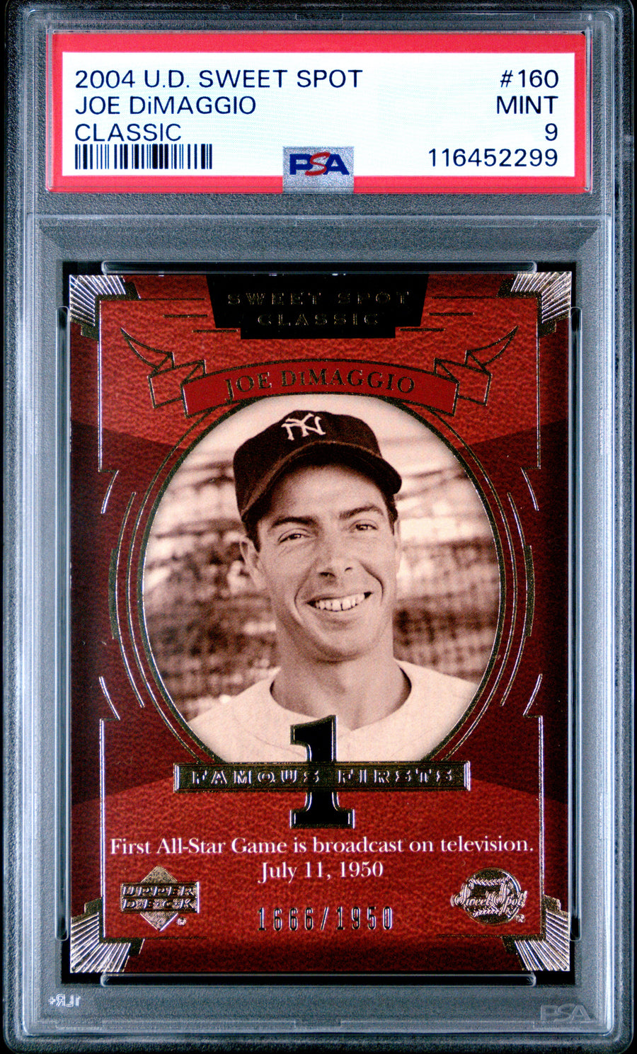2004 Upper Deck Sweet Spot Classic #160 Joe Dimaggio Classic PSA 9 — Front