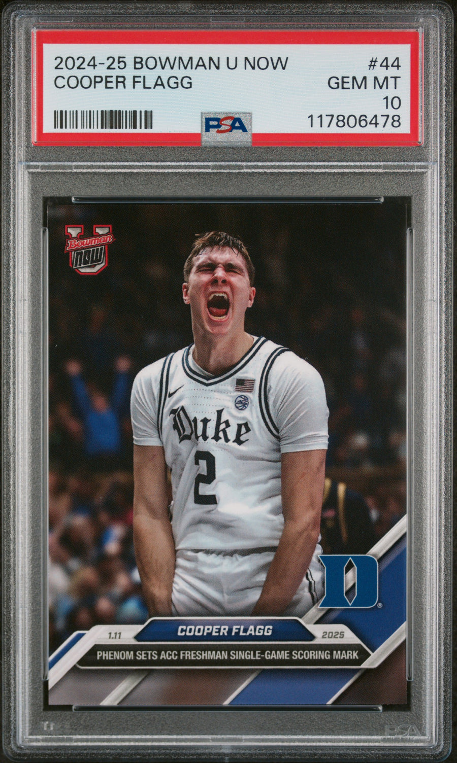 (8)2024-25 Bowman U Now #44 Cooper Flagg PSA 10 — Front