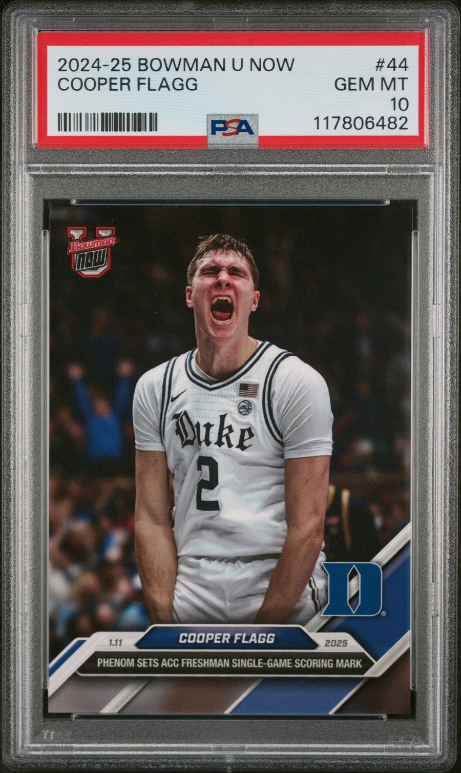 (9)2024-25 Bowman U Now #44 Cooper Flagg PSA 10 — Front