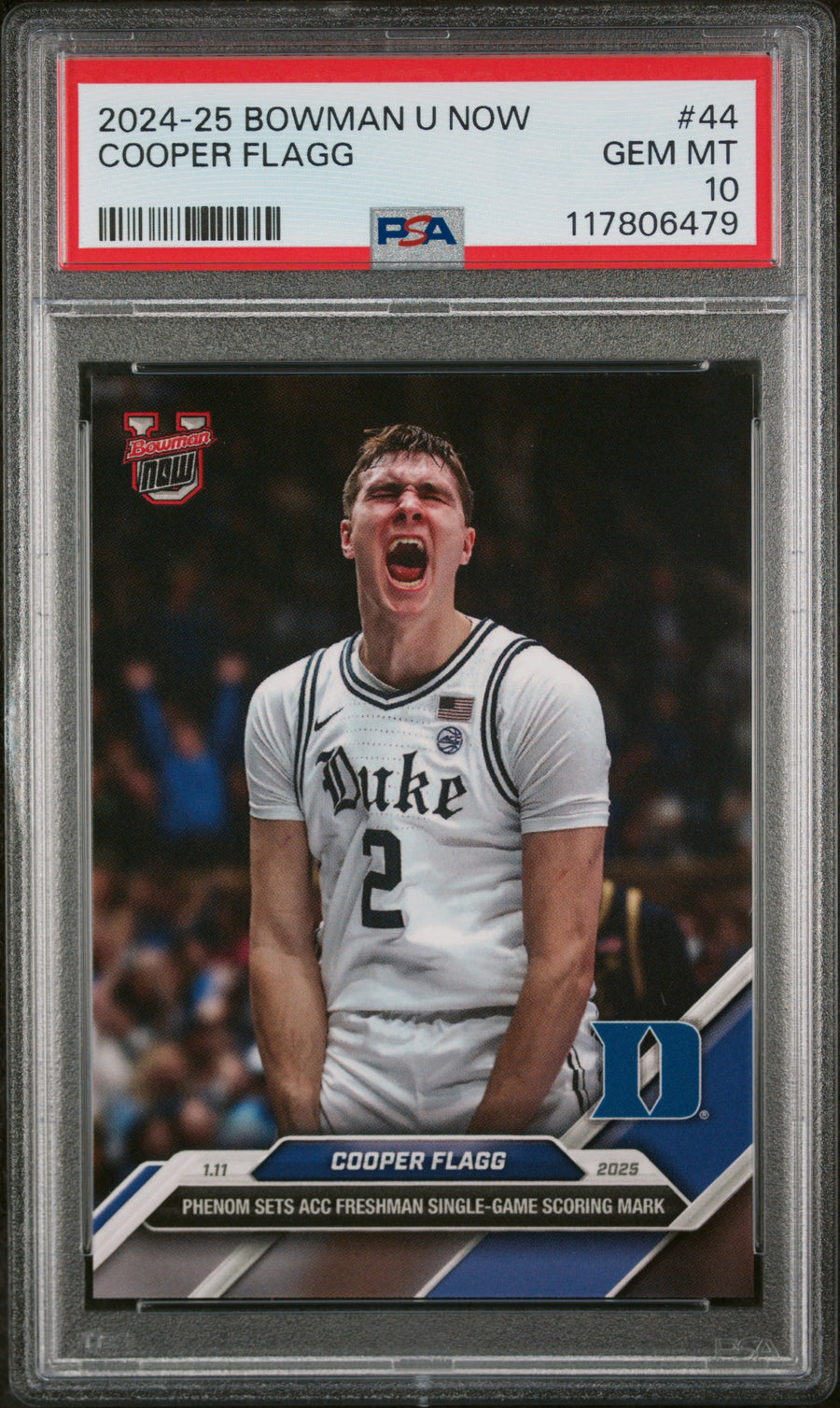 (11)2024-25 Bowman U Now #44 Cooper Flagg PSA 10 — Front