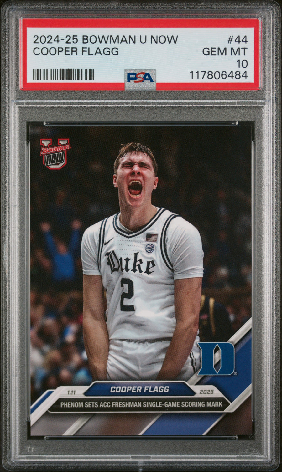 (12)2024-25 Bowman U Now #44 Cooper Flagg PSA 10 — Front