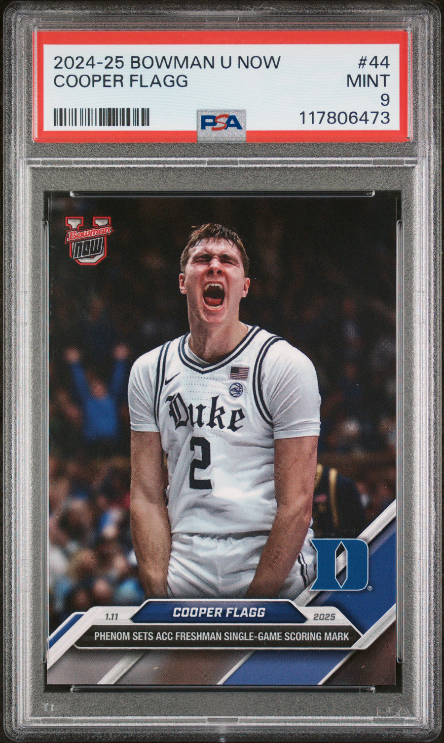 (5)2024-25 Bowman U Now #44 Cooper Flagg PSA 9 — Front