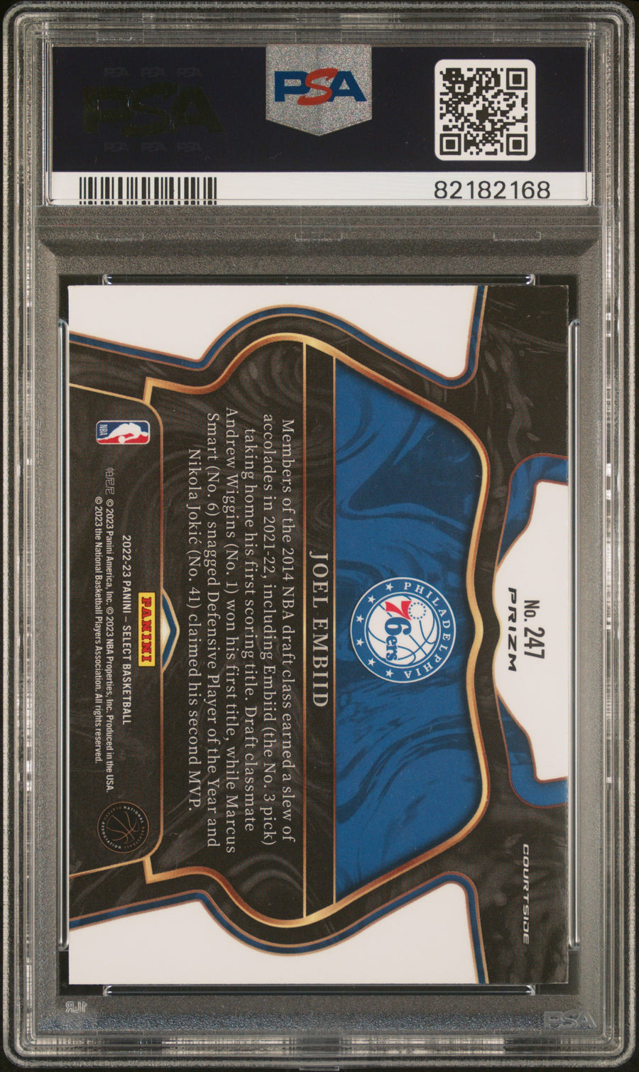 2022 Panini Select #247 Joel Embiid Elephant PSA 9 — Back
