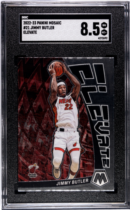 2022-23 Panini Mosaic #21 Jimmy Butler Elevate SGC 8.5 — Front