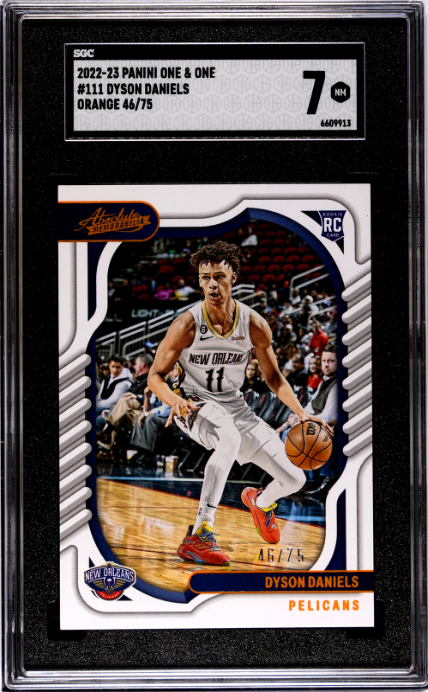 2022-23 Panini One & One #111 Dyson Daniels Orange RC SGC 7 — Front