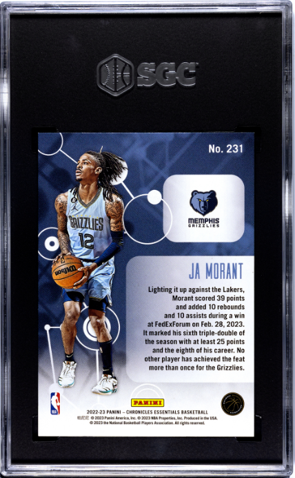 2022-23 Panini Chronicles #231 Ja Morant Essentials Gold SGC 10 — Back