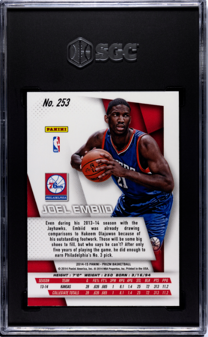 2014-15 Panini Prizm #253 Joel Embiid RC SGC 9.5 — Back