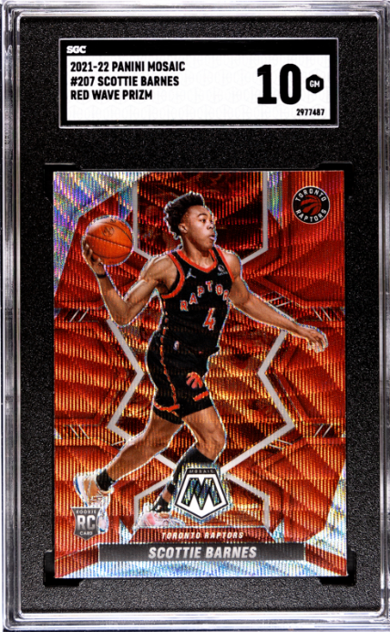 2021-22 Panini Mosaic #207 Scottie Barnes Red Wave Prizm RC SGC 10 — Front