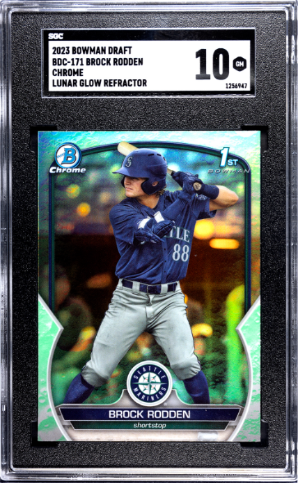 2023 Bowman Draft #BDC-171 Brock Rodden Chr. Lunar Glow Refractor SGC 10 — Front