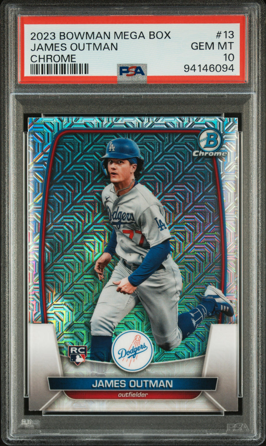 2023 Bowman Mega Box Chrome #13 James Outman Chrome RC PSA 10 — Front