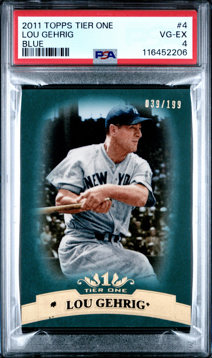 2011 Topps Tier One #4 Lou Gehrig Blue PSA 4 — Front