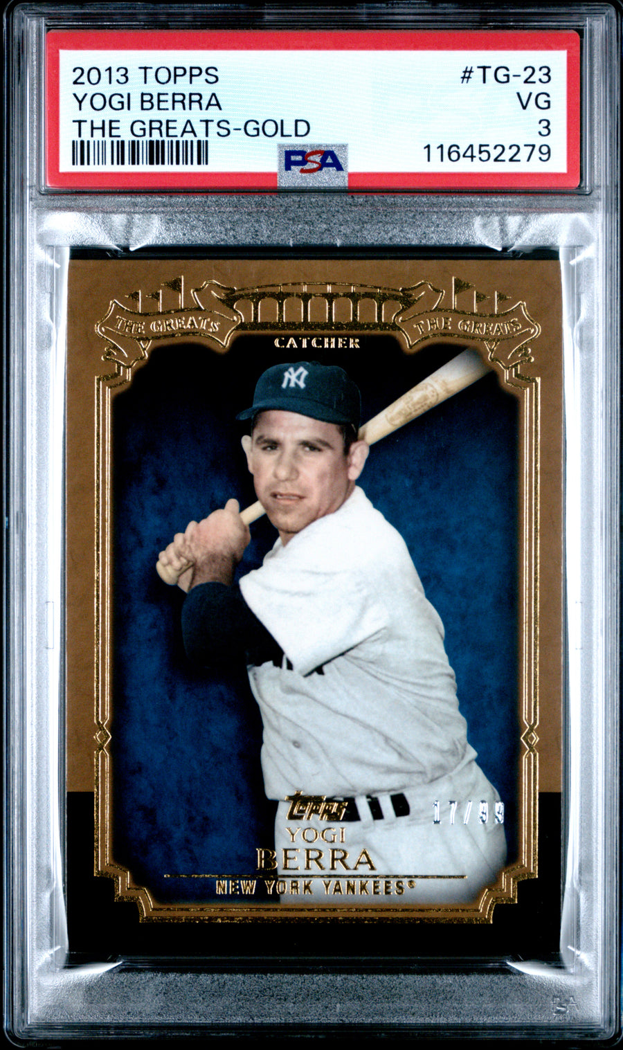 2013 Topps The Greats #TG-23 Yogi Berra The Greats-Gold PSA 3 — Front