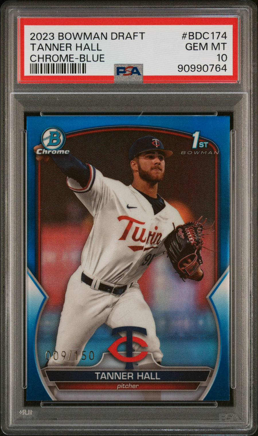 2023 Bowman Draft #BDC174 Tanner Hall Chrome-Blue Refractor PSA 10 — Front