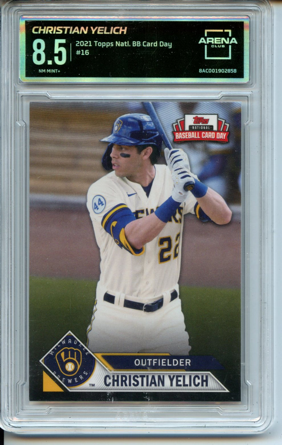 2021 Topps National Baseball Card Day #16 Christian Yelich Arena Club 8.5 — Front