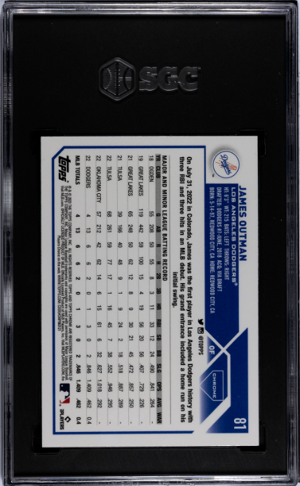 2023 Topps Chrome #81 James Outman RC SGC 9.5 — Back