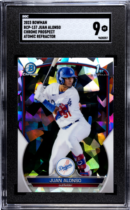 2023 Bowman #BCP-137 Juan Alonso Chrome Prospect Atomic Refractor SGC 9 — Front