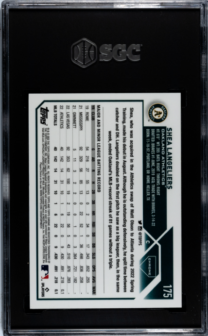 2023 Topps Chrome #175 Shea Langeliers Purple Refractor RC SGC 9.5 — Back