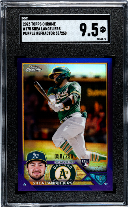 2023 Topps Chrome #175 Shea Langeliers Purple Refractor RC SGC 9.5 — Front