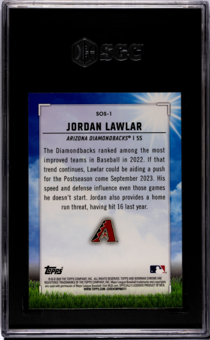 2023 Bowman #SOS-1 Jordan Lawlar Sights on September SGC 8 — Back