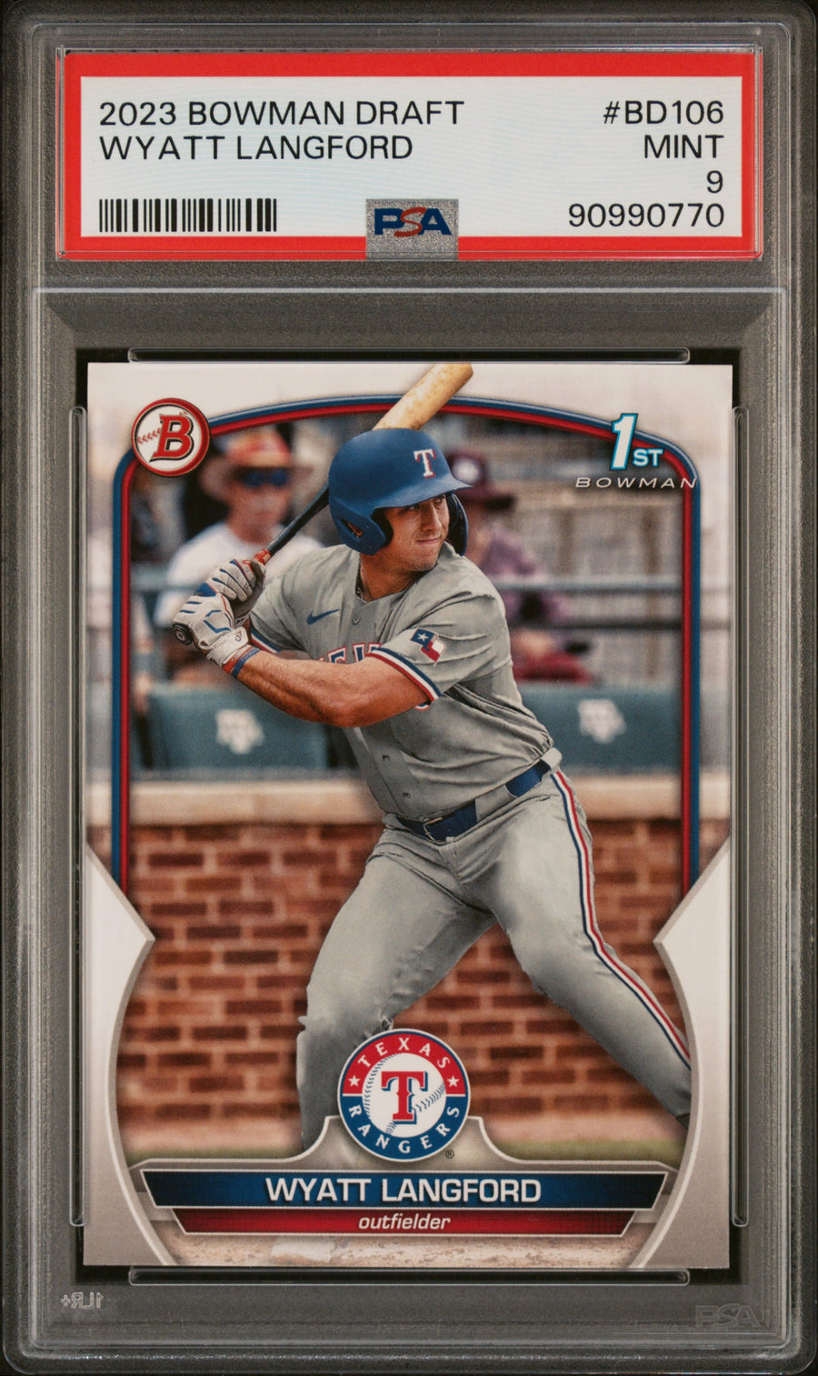 2023 Bowman Draft #BD106 Wyatt Langford PSA 9 — Front