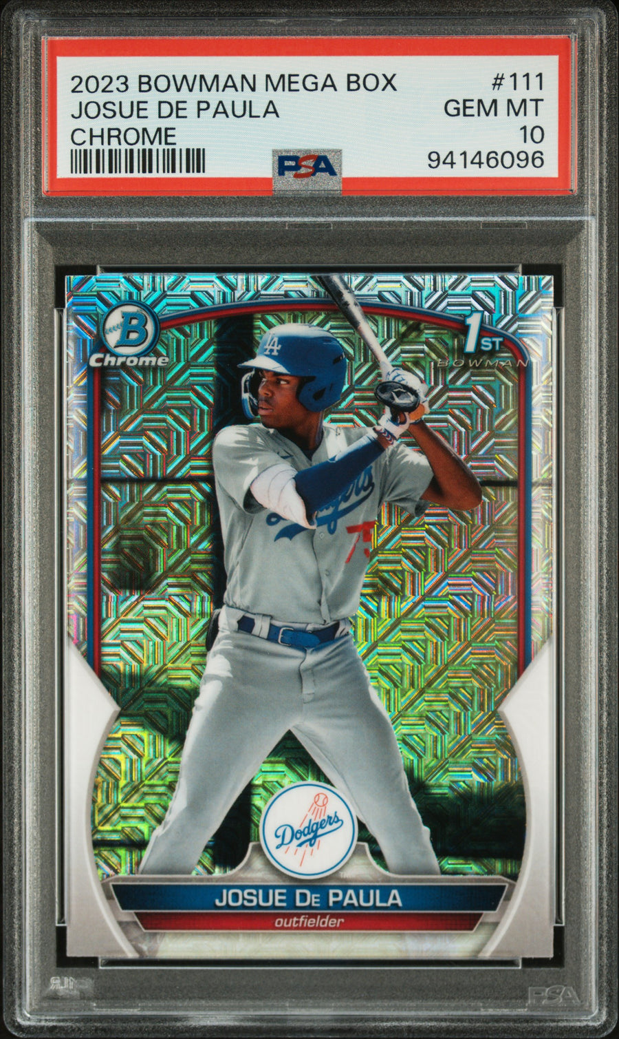 2023 Bowman Mega Box Chrome #111 Josue De Paula Chrome PSA 10 — Front