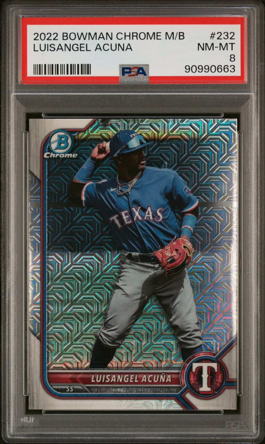 2022 Bowman Mega Box Chrome #232 Luisangel Acuna PSA 8 — Front