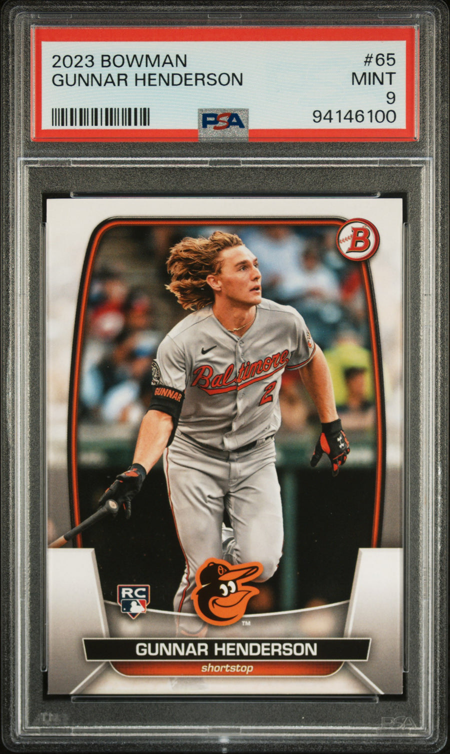 2023 Bowman #65 Gunnar Henderson RC PSA 9 — Front