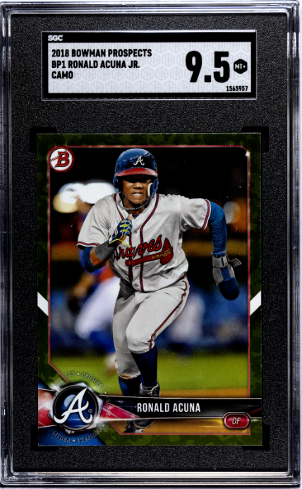 2018 Bowman Prospects #BP1 Ronald Acuna Jr. Camo SGC 9.5 — Front