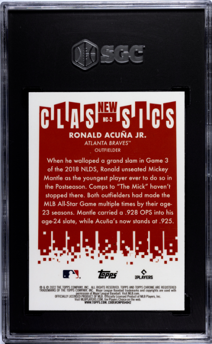 2022 Topps Chrome #NC-3 Ronald Acuna Jr. New Classics SGC 9.5 — Back