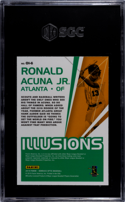 2019 Donruss Optic #OI-6 Ronald Acuna Jr. Illusions SGC 9.5 — Back