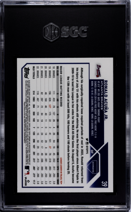 2023 Topps Chrome #39 Ronald Acuna Jr. SGC 9.5 — Back