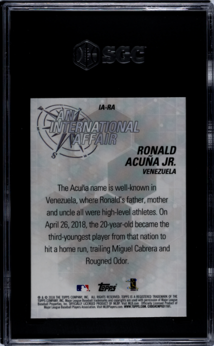 2018 Topps Chrome Update #IA-RA Ronald Acuna Jr. An International Affair SGC 9 — Back