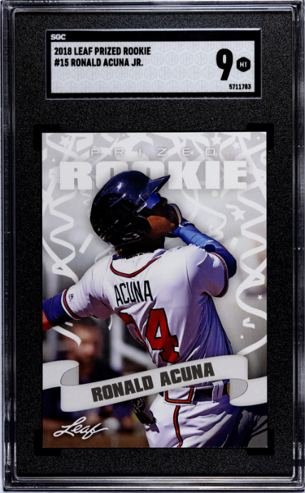 2018 Leaf Prized Rookie #15 Ronald Acuna Jr. SGC 9 — Front