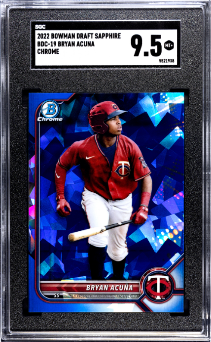 2022 Bowman Draft Sapphire #BDC-19 Bryan Acuna Chr. SGC 9.5 — Front